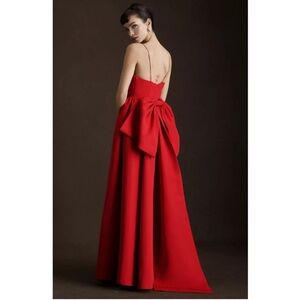 Anthropologie Sachin & Babi Hadley V-Neck Red Bow Back Empire Gown, Size 12